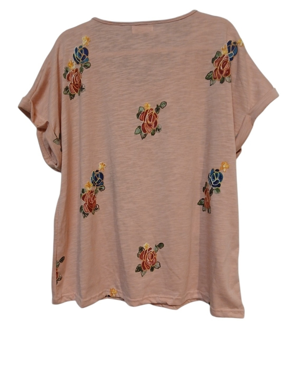 Kindred - NWT Apricot Embroidered Floral Ladies Blouse, Short Cuffed Sleeves, 2X - Picture 5 of 12